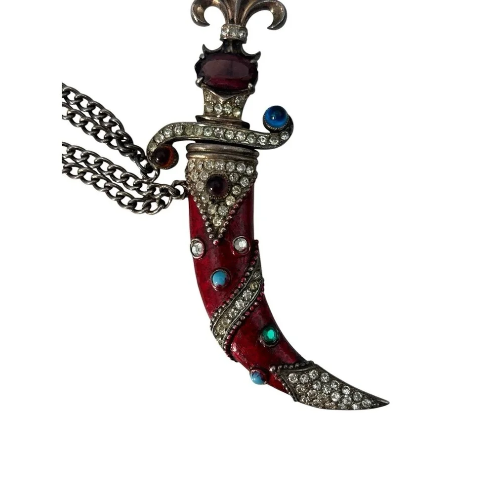 Vintage 1940s Urie Mandle Sterling Enamel‎ Dagger & Sheath Brooch Pin